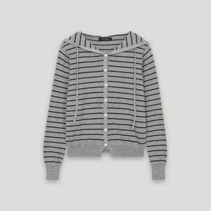 [코데즈컴바인]후드 단가라 니트 배색 가디건 CKC-CD006W9