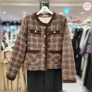 라티움 HC03 여성 핏예쁘고 편한 크롭 체크 트위드자켓 L55 W1JK02 45