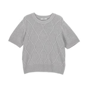 [뷰어]여성 다이아패턴 반팔 니트 ZNKPO406_GR