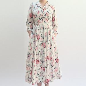 [비꼴리끄(여성)]코튼 플로럴 핀턱 원피스 B242WO3210