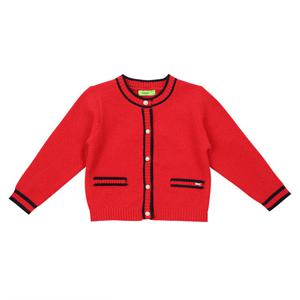 [티파니(정상)](T45KCW011)-레드 ST 배색 가디건