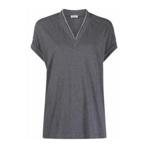 Brunello Cucinelli V넥 캡 소매 탑 M0T18BD222C080