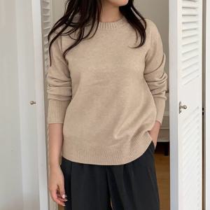 샵앤) 여성 라운드넥 홀가먼트 베이직 무지 기본 니트티 21DS-WKN-4978-그레이