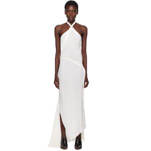 25 FW 아론 애쉬 여성 화이트 비스코스 홀터넥 맥시 드레스 251678F055003