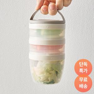 이지앤프리 원형 손잡이 샐러드 소분 도시락 용기 1 +1개 (총2개)