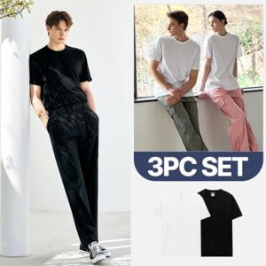 [파라고나 3장세트] 무지 코마사 30수 라운드 면 반팔 티셔츠 화이트&블랙 4사이즈 MT01 남여공용