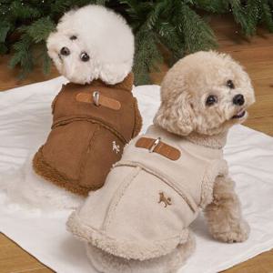 도그아이 강아지 하네스옷 아우터 스웨이드 무스탕 (DG408)