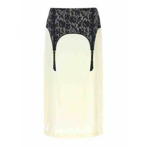 [MOSCHINO] 라프리마 여성 니 Length 미디 트롱프 뢰유 스커트 010754571004 화이트 /8