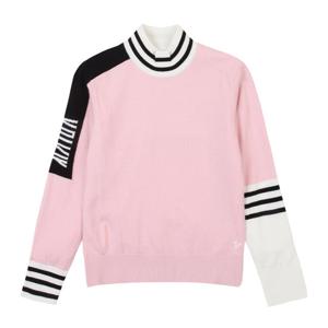 [볼빅어패럴] 여성 골프 스트라이프 포인트 방풍 반터틀 니트 VLKTMA04_PK