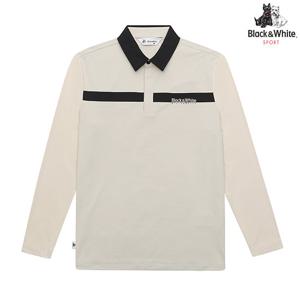 [블랙앤화이트] 남성 배색에리 냉감 긴팔 티셔츠 9333GZSP_BEIGE