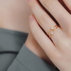 제이로렌 레이어드 스퀘어 큐빅 실버 반지 세트 R0665