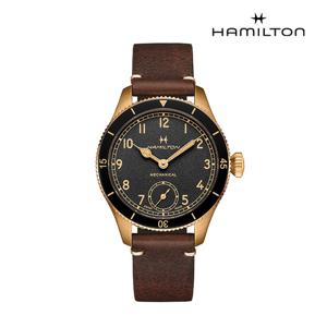 [해밀턴]H76709530 카키 에비에이션 파일럿 파이오니어 브라운 레더 남성시계