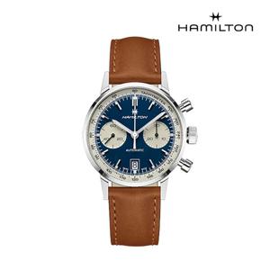 [해밀턴]H38416541 아메리칸클래식 인트라매틱 오토크로노 40mm 브라운 가죽 남성시계