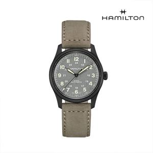 [해밀턴]H70215880 카키필드 티타늄 오토 38mm 그레이 가죽 남성 시계