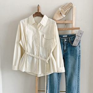 샵앤) 베나 여성 카라넥 셔킷 벨트 셔츠 DGB-WSH-3289-아이보리