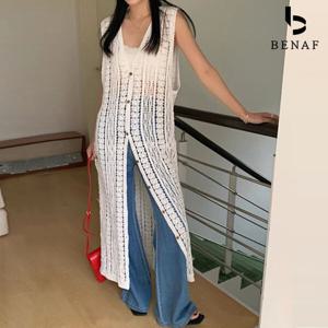 [베나프]뜨개 레이어드 민소매 롱베스트_BI2GD001