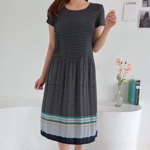 샵앤) 국산 여성 반팔 포켓 반팔 주름 원피스 BLE-WDR-2925-다홍