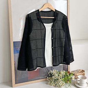 샵앤) 여성 시스루 햇빛차단 루즈핏 가디건 DGB-WCD-3275-블랙