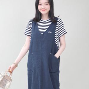 애비뉴투지 엄마옷 쟌느 린넨 멜빵 브이 봄 여름 원피스 K07430