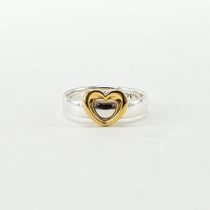 판도라 래디언트 투톤 슬라이딩 하트 반지 SIL 실버 162504C00