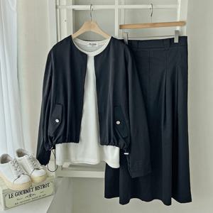 샵앤) DK2009 반밴딩 투턱 옆지퍼 롱 스커트 DGB-WSK-3611-블랙