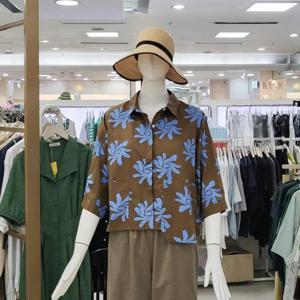 스테파니 DP01 트로피칼 프린트 크롭 셔츠 A24SH4302