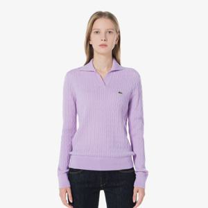 라코스테 공식 여성 케이블 오픈카라 스웨터 AF197E-54N GFU