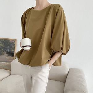 샵앤) 낭만 여성 벌룬소매 7부 블라우스 CAT-WBL-12132-소라