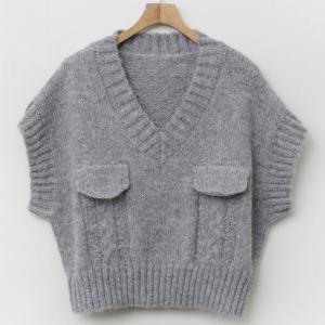 샵앤) 여성 간절기 크롭 니트 조끼 SIU-WVS-3683-그레이