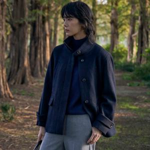 [라코스테 공식]여성 울 하이넥 코트 BF921E-54N HDE