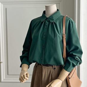 샵앤) 여성 카라넥 주름 간절 블라우스 DGB-WBL-3825-그린