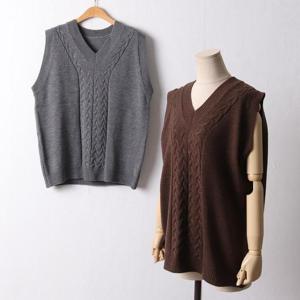 빅사이즈 409 데일리꽈배기니트조끼 DEBF711