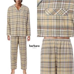 [바바라(언더웨어)]기모면 체크 옐로우 긴팔 남성잠옷AMP4590B