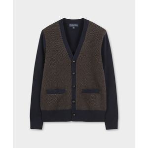 [브룩스브라더스] 울 헤링본 가디건 (네이비) (BBWCMM38954EW)