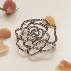 바이데이지 장미 마카사이트 실버 브로치 Bb0451