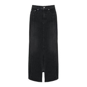 [에이비에프지]앞 트임 디테일 H라인 롱 청 스커트 APY4QS33J