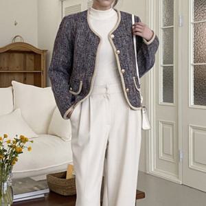 샵앤) 여성 라운드넥 보카시 트위드자켓 SIU-WJK-3658-블루