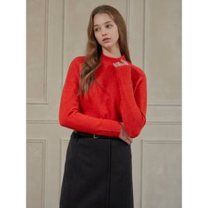 [뷰어] 여성 부클레안 하프 넥 롱 니트 ZNKPOB02_RE