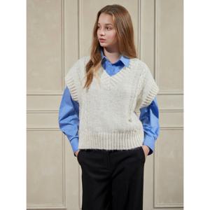 [뷰어] 여성 꽈배기 포인트 니트 베스트 ZNKPOA09_IV