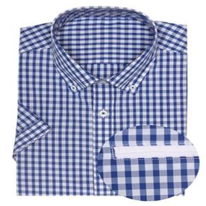 베이직 체크패턴 슬림 반팔 셔츠