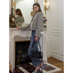 [뷰어] 여성 주름 셔링 숄더백 ZNABOA01_BK