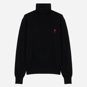 아미 남성 하트 로고 터틀넥 메리노울 니트 HKS411KN0025 001 BLACK