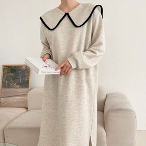 샵앤) 국산 여성 카라 통 기모 롱 원피스 ARA-WDR-4041-오트밀