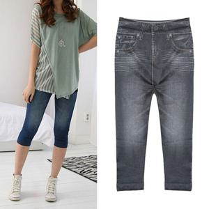 엠보워싱 청나염 7부레깅스 청바지 스타일 데님팬츠