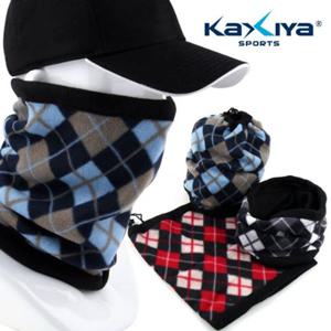 카시야 비니겸용 체크패턴 양면 넥워머 겨울 라운딩