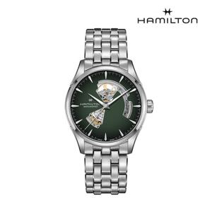 [해밀턴]재즈마스터 오픈하트 스모크 그린 42mm 브레이슬릿 H32705160