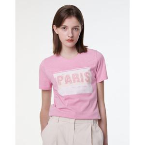 아떼 바네사브루노 24SS 클리어런스스테디셀러핑크 레터링자수 면혼방 반팔티셔츠 WVTS4B209P2