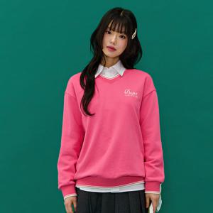 [체이스컬트][본사]여성 팁배색 브이넥 맨투맨 티셔츠-EARG5171B