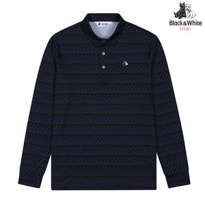 [블랙앤화이트] 남성 여름성 긴팔 패턴 프린트 티셔츠 9375GZPP_NAVY