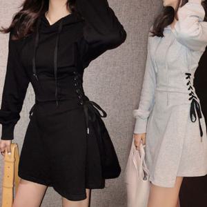 DK-SJ 후드 니트 원피스 롱원피스 봄원피스